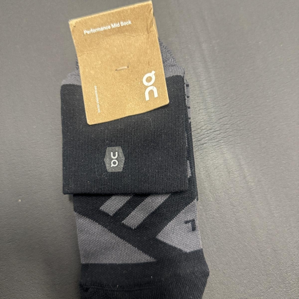 ON Performance Mid Stretch-jersey Socks Black And Grey Sz M - Picture 6 of 10